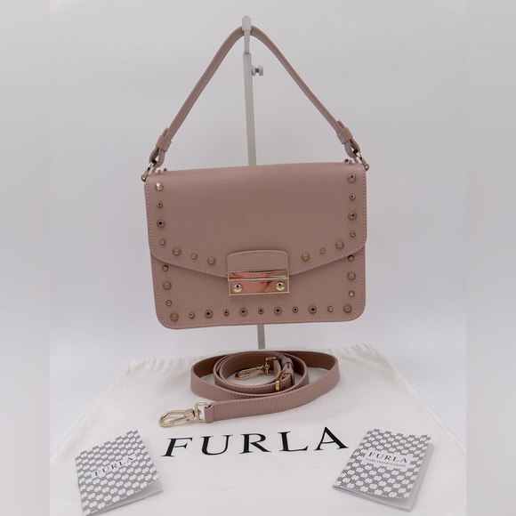 Furla Handbags - NWOT Furla Julia Pink Studded Bag